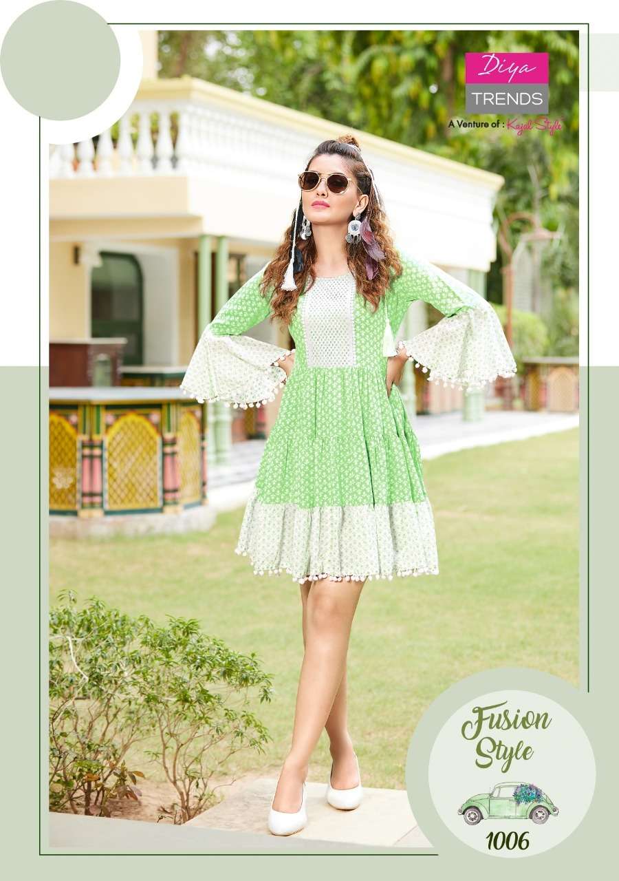 Diya Trends-Senorita Vol 1-Cotton-Print-Embroidery-Work-Tunic-Top-Short-Kurti-1006
